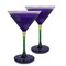 Crafted Creations Set of 2 Purple and White Hand Painted Martini Drinking Glasses 7.5 oz.